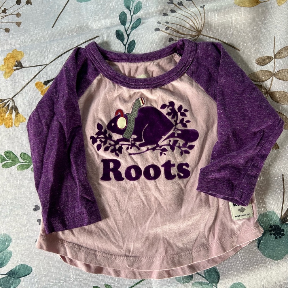 Roots Kids Purple and Cream Long Sleeve Shirt